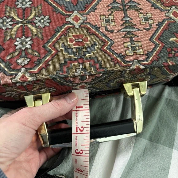 Vintage 80s 90s Y2K Needlepoint Tapestry Purse Handbag Structured Travel Case - Picture 15 of 15